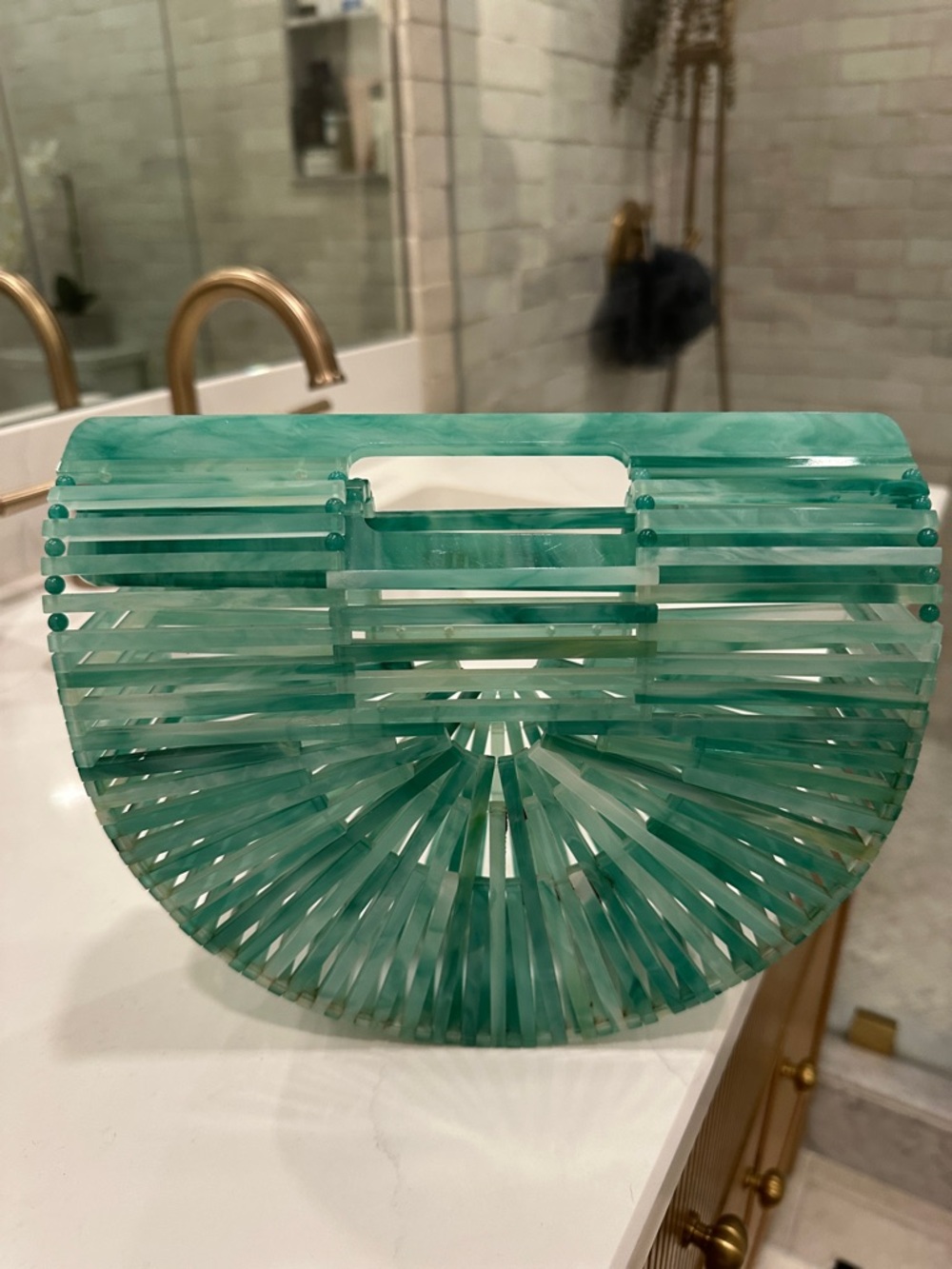 Cult Gaia Acrylic Ark Mini Bag, Seaglass